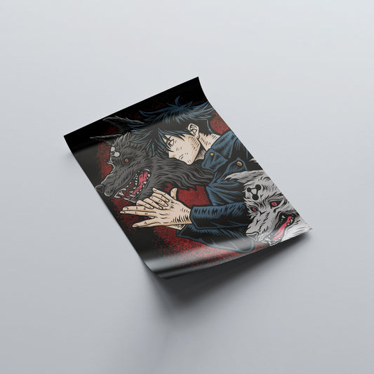 Megumi Fushiguro Divine Dogs Poster - Jujutsu Kaisen - Weebshop