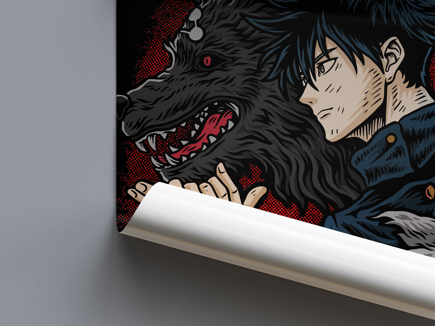 Megumi Fushiguro Divine Dogs Poster - Jujutsu Kaisen - Weebshop