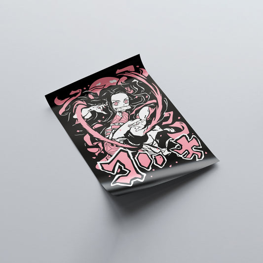 Nezuko Kamado Kick Action Poster - Demon Slayer - Weebshop