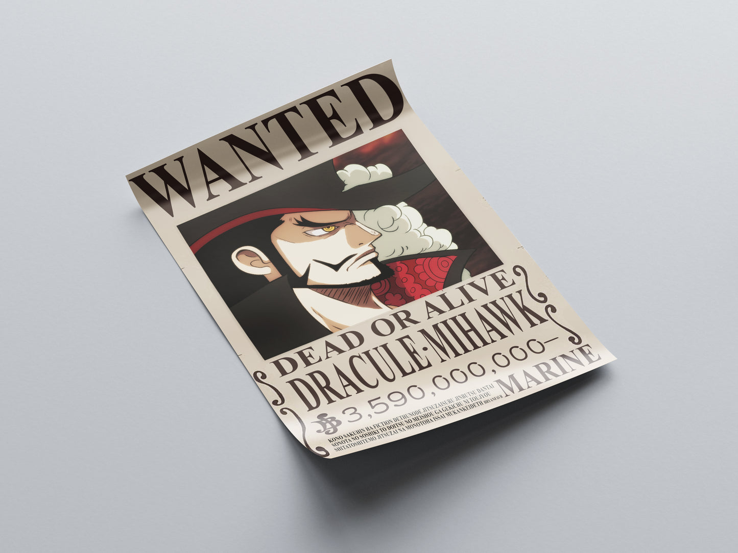 Dracule Mihawk Bounty Poster - One Piece - Weebshop